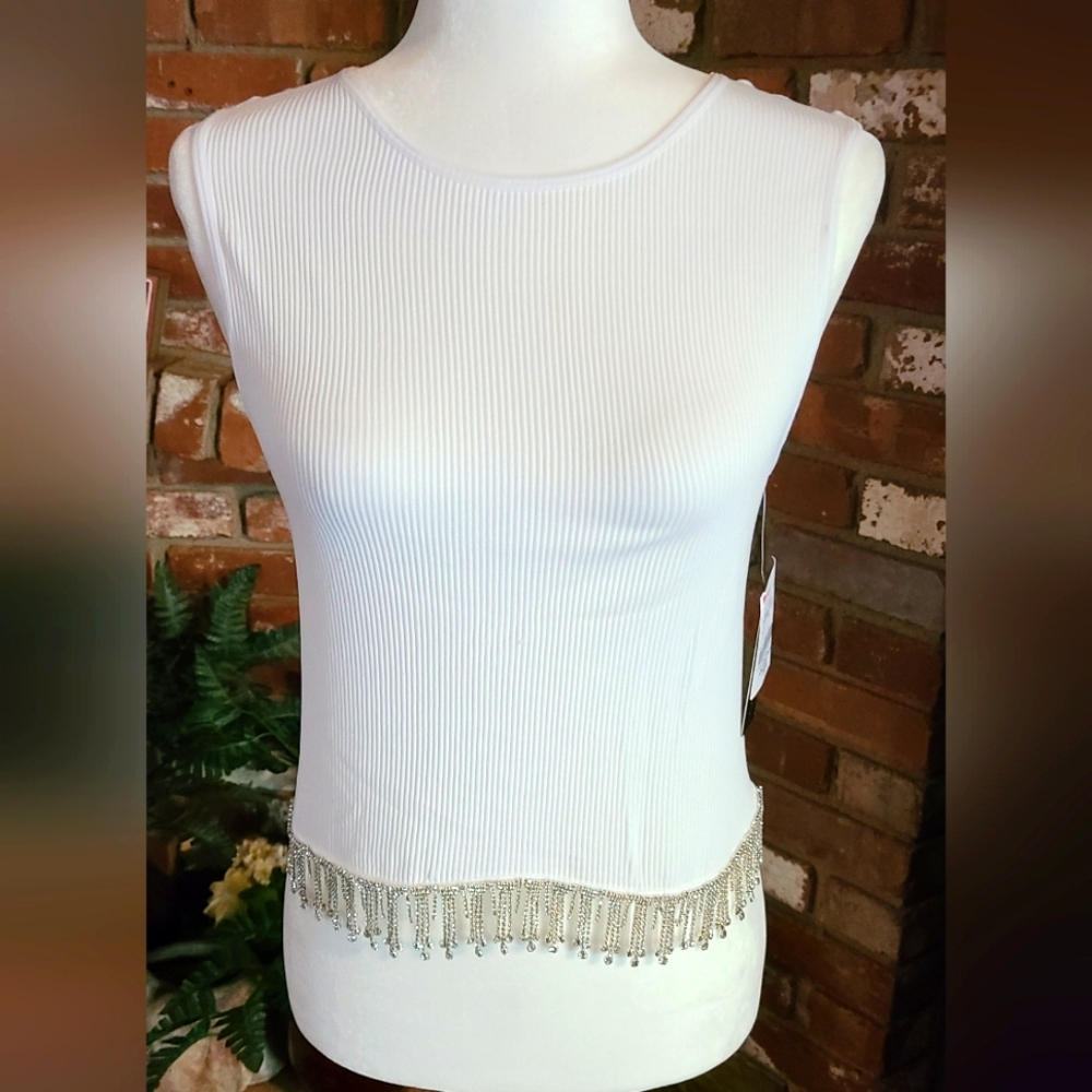 Rhinestone Ribbed Tank Top